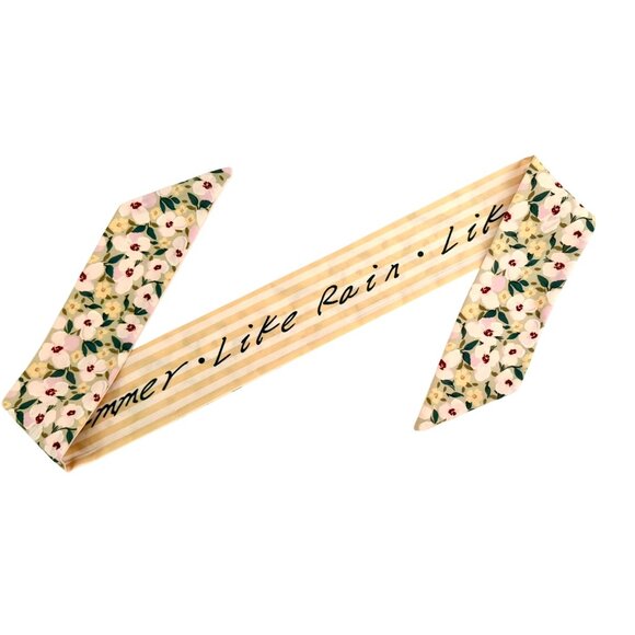 Slim Scarf Yellow Floral 34in Two Sided Cottagecore Quiet Luxury No65 - Picture 5 of 14